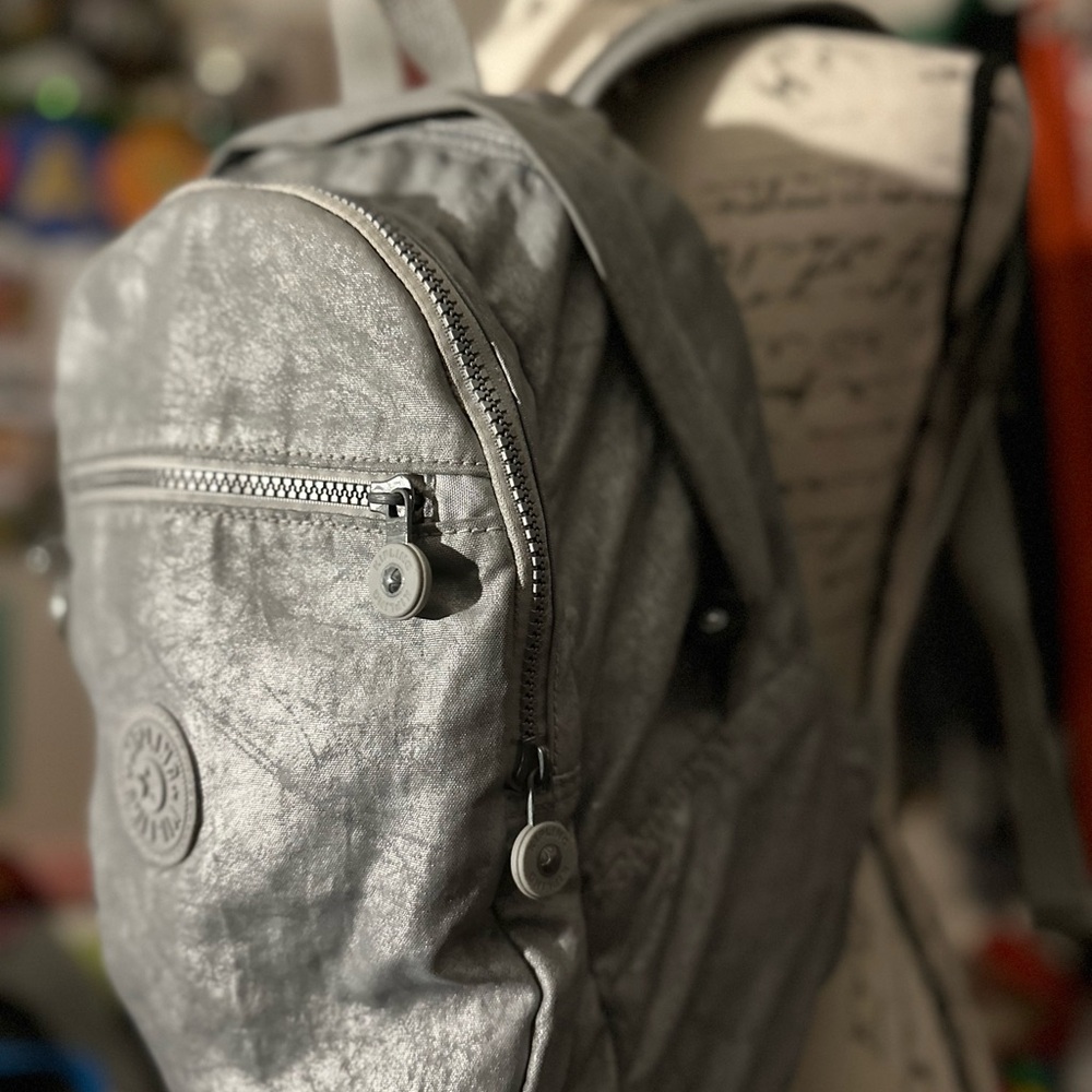 Kipling Metallic Gray Backpack - image 1